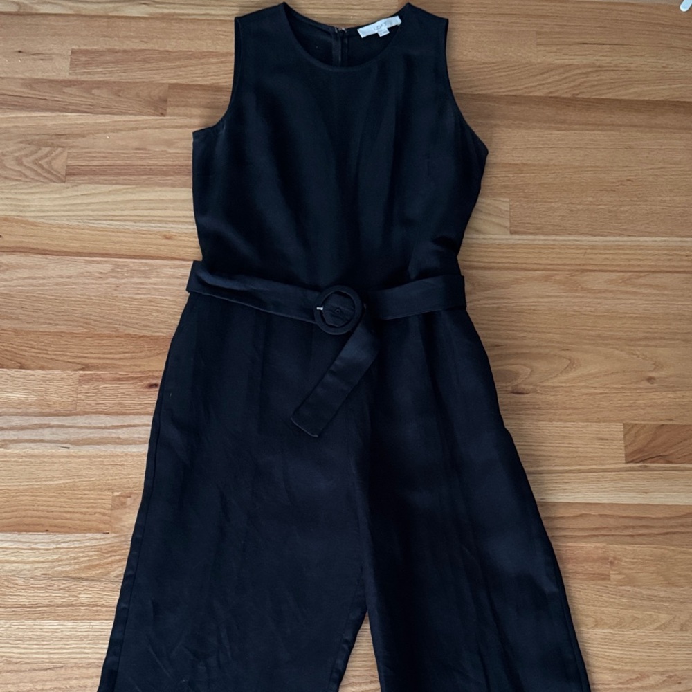 LOFT Black Linen Sleeveless Jumpsuit